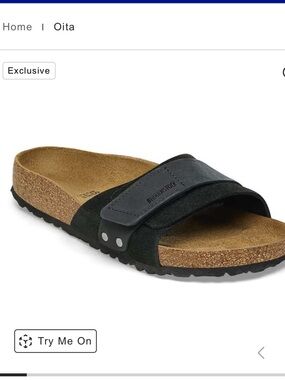 Birkenstock Oita Black Suede Cork Slide